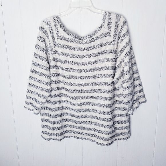 Lucky Brand Sweater Women Size XL Cream Black Pullover Textured - Picture 11 of 13